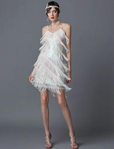 フラッパードレス 1920 年代 V ネック フリンジ グレート ギャツビー ドレス テーマ コスチューム ファシネーター 20 代 女性 カクテル スパンコール ビーズ タッセル パーティーウェア チャーミング プラスサイズ