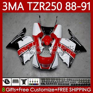 Fairings Kit For YAMAHA TZR-250 TZR250 TZR 250 R RS RR 88 89 90 91 ABS Bodywork 115No.45 YPVS 3MA TZR250R Red white blk TZR250RR 1988 1989 1990 1991 TZR250-R 88-91 MOTO Body