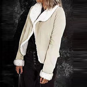 女性のジャケット女性冬の古典的なソリッドカラー豪華なジャケット暖かい長袖カジュアルファッションラペルコートのコートの女性の外出2022