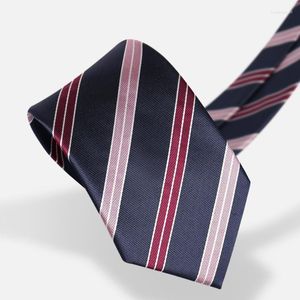 Yay bağları En kaliteli erkek moda klasik iş ipek kravat erkekler için marka tasarımcısı 8 cm mavi pembe kırmızı çizgili kravat erkek hediye enek