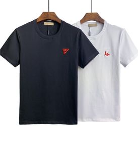 Мужская футболка с короткими рукавами летняя простая логотип высококачественный хлопок повседневной твердый цвет мужская мода топ R1