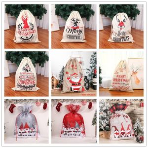 Decorazioni natalizie 2022 Borsa con coulisse di grande capacità Portaoggetti decorativo per regali di Babbo Natale Sacco per il trasporto Decorazioni per la casa