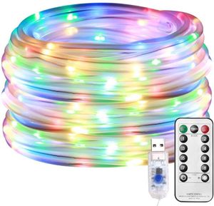 Strings LED Christmas 8 Functions Remote Control USB Pipe String Lights Garden Balcony Waterproof Holiday Decoration Copper Wire GarlandLED