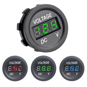 Pannello voltmetro con display digitale a LED 12/24V Indicatore voltmetro digitale impermeabile a pannello rotondo per motociclette per veicoli marini