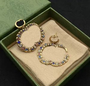 Fashion Stud Earring Color Diamond Brass Material Personality Hoops Earrings G Women Wedding Party Designer Jewelry High Quality 22051602R