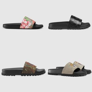 New Designers Slippers For Men Women Floral Slides Woman Flats Platform Sandals Rubber Brocade Gear Bottoms Flip Flops Striped Beach Causal Shoes Loafers Sliders