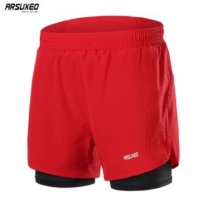 ARSUXEO Men s Running Shorts Outdoor Sports Training Exercise Jogging Gym Fitness 2 in 1 with Longer Liner Quick dry B179 220627
