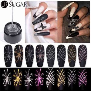 NXY Nail Gel Glitter Spider Reflekterande Mörk Flashy Line Wire Pulling Silk Polish Web Bly av UV LED Målning Lack 0328