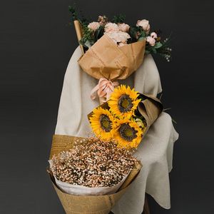 Geschenkpapier, Vintage-Stil, Kraftpapier, englisches Papier, DIY-Bastelpaket, Bucheinband, Verpackungsmaterial, doppelseitige Blumen, Geschenkpapier, Rolle, Geschenk