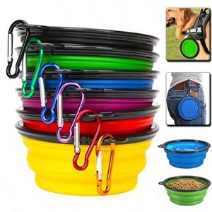 1000ml Travel Collapsible Pet Dog Bowl Feeders Folding Silicone For Dogs Outdoor Water Food Feeding Foldable Cup Dish 0425