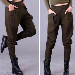 Pantaloni da donna I pantaloni casual autunnali e invernali dei pantaloni harem erano sottili Elastico in vita di grandi dimensioni ravanello nero 220325