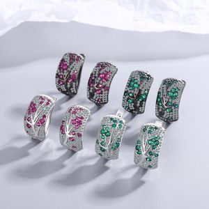 Hoop Huggie Silver Color Simple Branch Plant Zircon Earrings Woman Party Gift Används för att dekorera Ear Regionhoop Kirs22