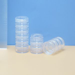 10G 10 мл прозрачных пластиковых контейнеров для хранения пластиковых контейнеров, прозрачный макияж, штабелируемый маленький банку 6 слоев