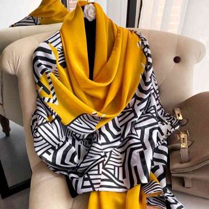 Luxury Brand Summer Silk Scarf Women Fashion Quality Soft Scarves Female Shawls Foulard Bandana Beach Cover-ups Wraps 2022 Y220419