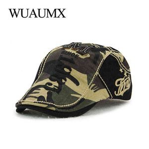 Camouflage Beret Hat For Men Women Summer Cotton Visor Embroidery Peak Flat Cap Patchwork Newspaper Boys Hat Driving Duck Mouth Hat J220722