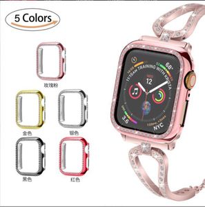 Wholesales Drop ship I47 Newest anti-fall diamond Watch bands Suitable for apple watch4 fourth generation PC protective shell iwatch7 protection cover