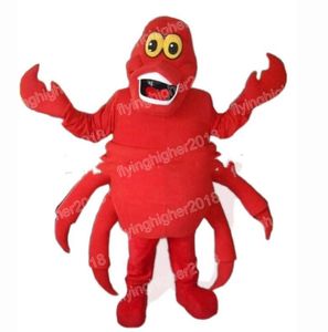 Hallowee Red Crab Mascot Costume Cartoon Anime Tema Personagem Carnaval Adulto Vestido Unissex Vestido de Performance Fancária de Performance Fanche