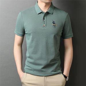 100% Algodão Camisa Polo de Marca de Moda Preta Masculina Coreana Listrada Casual Manga Longa Premium Top 220615