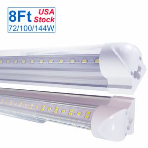 V-shaped 2ft 3ft 4ft 5ft 6ft 8ft cooler porta led tubos T8 integrados lados duplos led luzes 85-265V estoque em substituição de lâmpada fluorescente dos EUA para oficina de garagem Oêmulo