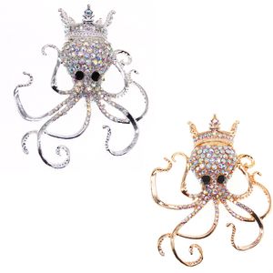 20 PCs/lote personalizado Animal Brooch Fashion Rhinestone Octopus Pin para homens Presente de decoração de homens
