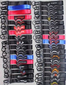 Cell Phone Straps & Charms 100pcs car logo motorcycle sport Fashion Wristband keychain Lanyard Hanging Strap Key Rope Key Chain Clip Buckle Quick Release for women men