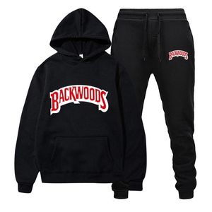 Modemärke backwoods mens set fleece hoodie pant tjock varm spårdräkt sportkläder huva spår kostymer manlig trackdräkt 220805