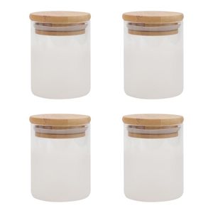 Lagringsflaskor JARs 4PCS Glasförsegling Jar Kornbehållare med träslocket Tea Caddy High Borosilikatkök