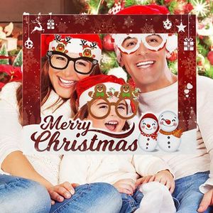 Decorações de Natal Merry Po Booth Frame Santa Paper Glasses Party Props Family PoBooth Decor Decoration Kerst Decoration for Home