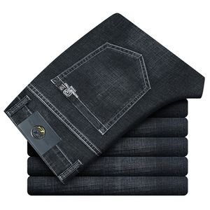 calças jeans masculinas macias, confortáveis ​​e soltas casuais calças retas na moda slim plus size trecho longo 220328