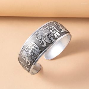 Bangle Vintage Thai Silver Entephant Etnic Wide Animal Bangles для женщин мужские ювелирные аксессуары Banglebangle lars22