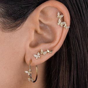 Clip-On skruv Back Rock Vintage Zircon Star Chain Tassel Clip Earrings For Women Unisex Minimalist Fake Piercing Earbone Ear Cuff Smycken