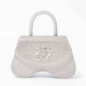 Evening Bag Shiny Crystal Shoulder Bag For Women 2022 New Luxury Rhinestone Pearl Chain Clutch Purse and Handbag Designer Fashion 220622