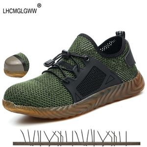 Breathable Safety Shoes Fashion Men Light Sneaker Indestructible Steel Toe Soft Antipiercing Work Boots Big Size From 35 to 48 Y200915