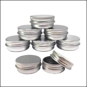 5Ml 5G Aluminum Tin Jars Cosmetic Sample Metal Tins Empty Container Bk Round Pot Screw Cap Lid Small Ounce For Candle Lip Balm Drop Delivery