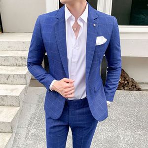 2 sztuki garnitury Zestaw Men Style Design Modna Mężczyzna Slim Fit Suknia ślubna Blazers Spodnie Spodnie Płaszcze 220725