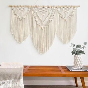 Tapisserier stora macrame tapestry vägg hängande bohemisk konst hantverk vävd gardin skärm bröllop bakgrund hem sovrum dekorationtapes