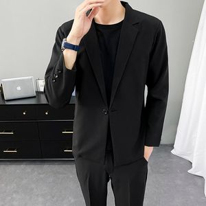 Abiti da uomo Blazer Autunno ed estate Abito piccolo da uomo Stile coreano Trendy Business Casual Allentato da uomo Single West All-Match Cappotto neroM