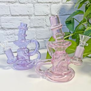 Kolorowe fioletowe różowe niebieskie mini recyklingowe szklane rurki wodne Bubbler Hookah Bongs 14 mm z banger lub miską