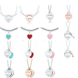 Necklace silver pendant necklaces female jewelry Tif exquisite craftsmanship with official logo classic blue heart Luxury designer Bracelet box