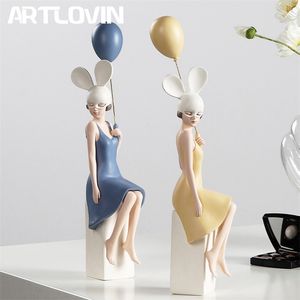 Ano Presente Bunny Girl Figura MS Rabbit Home Room de Living TV Decoração de Luxo Presentes de Casamento Artes de Artes Decorativas 220518