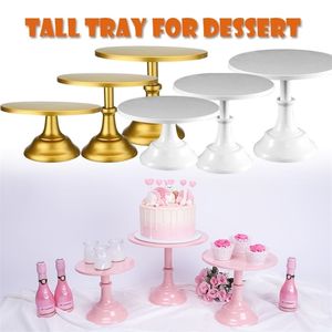 Rund tårta Stativ Pedestal Desserthållare Metalljärn Kakor Stativ Base Bröllopsfest Födelsedag Cupcake Holder Heminredningar 220307