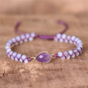 Charm armband helande natursten amethyster armband opal pärlor flätad sträng vänskap makrame femme smycken grossalencharm