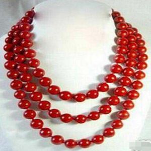 Atural 10mmsouth Sea Red Coral Round Gemstone Beads Halsband 18 