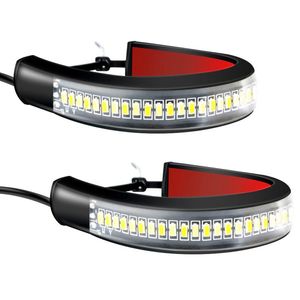 الساخنة 1piece Universal 12V دراجة نارية LED ضوء DRL AMBER WHITE MOTO الدراجة الخاتمة رنين الشوكة شوكة مصباح وميض وميض أضواء لمبة نارية نارية الملحقات