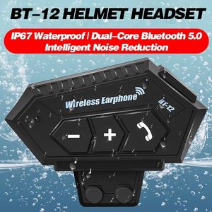 BT-1212S Motorcykelhjälm Intercom Wireless Bluetooth 5.0 Headphone Handsfree Headset Stereo Musik Anti-interferens Vattentät