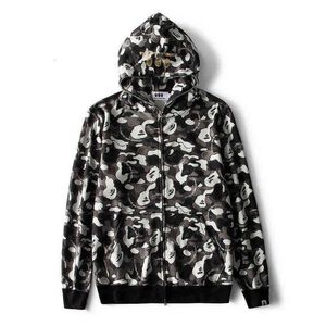 Mäns Höst Hip Hop Fashion Camouflage Monkey Print Cardigan Loose Hooded Sweater