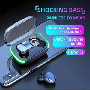 Y60 TWS bezprzewodowe słuchawki Bluetooth 5.1 Hanowek z mikrofonem ładowanie pudełka mini douszne słuchawki HiFi stereo sportowy zestaw słuchawkowy