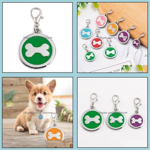 Dog TagId Card Supplies Pet Home Garden Cat Id Pendant Anti-Lost Tags Round Shape Bone Nametag Pendants Pets Dogs Tag Engravable Puppy Co