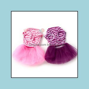 Dog Apparel Supplies Pet Home Garden Uk Small Clothes Cute Puppy Stripe Bow Lace Tutu Dress Skirt Wx Drop Delivery 2021 H1Kj9