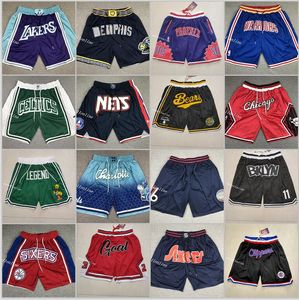 2022 Novo estilo urbano masculino time de basquete short Just Fan's The Land Color preto vermelho esporte costurado shorts hip pop calças com bolso zíper moletom em tamanho S-2XL